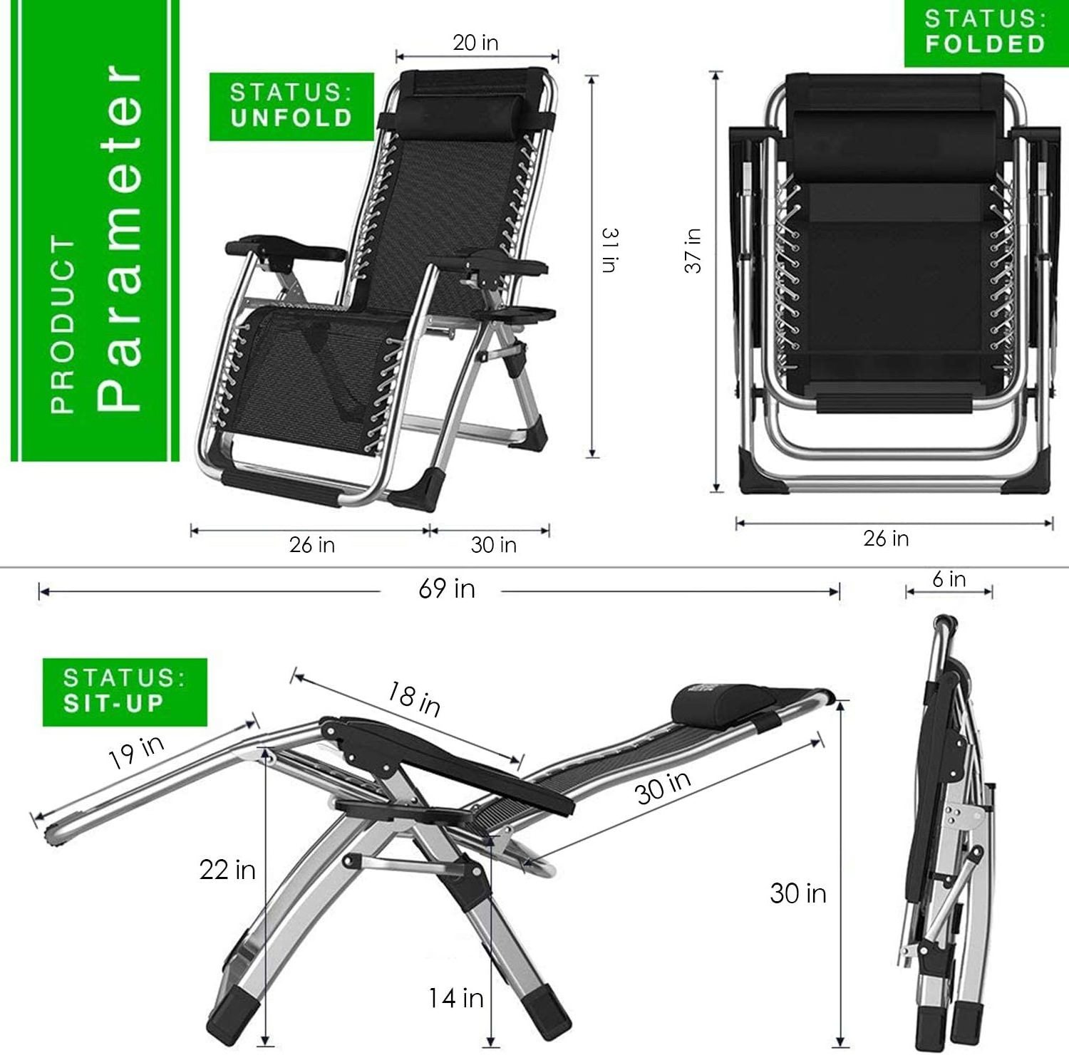 Woqi High Quality Cheap Steel Camping Zero Gravity Chair with Footrest Elderly Lightweight Portable