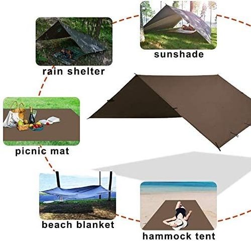 Woqi 210T Polyester Ripstop Hammock Camping Tarp Essential Survival Gear Sunshade Awning Tarp for Hiking