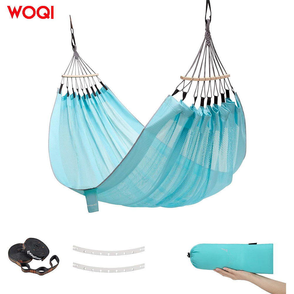 WOQI Luxury Breathable Portable Indoor and Outdoor Terrace Hammock Swing Chair Mesh ice silk Hammock