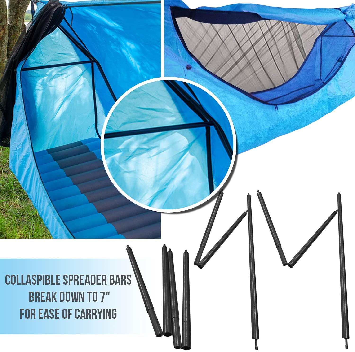 WQ New product new design convenient for outdoor sports folding nylon hammock with mosquito net and sleeping mat