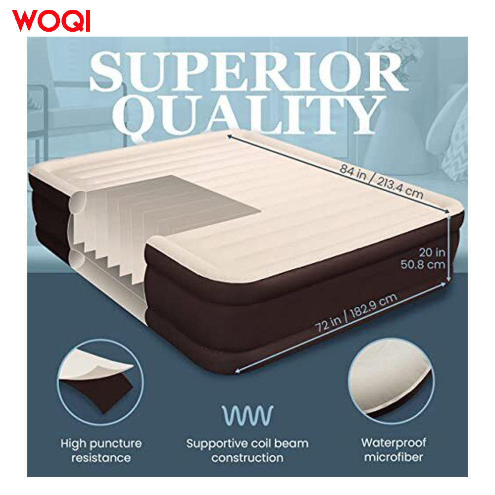 WOQI Super Large Three Person Luxury Self Inflatable Cushion with Built in Pump Camping Home Inflatable Bed