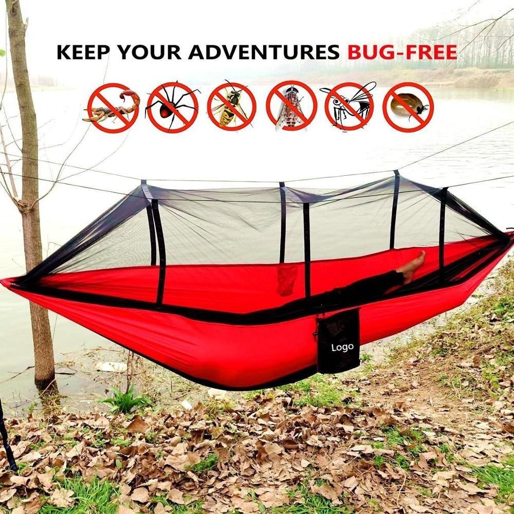 WOQI Mosquito Net Outdoor Hammock Travel Bed Lightweight Parachute Fabric Double Camping Hammock