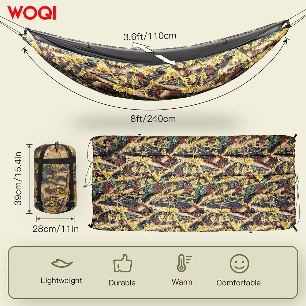 WOQI is safe convenient sturdy and reliable suitable for outdoor picnics travel camping nylon warm camouflage hammocks