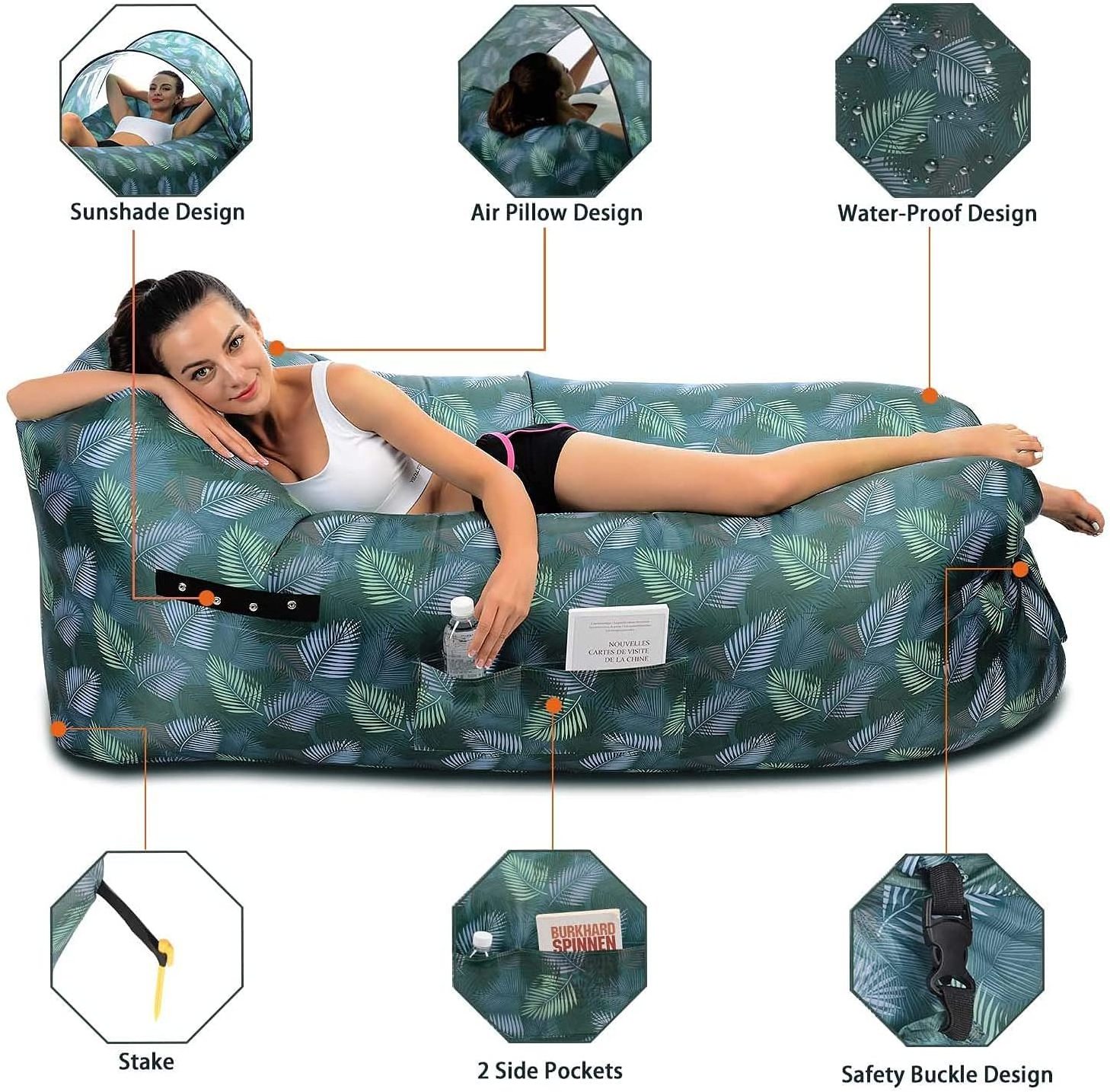 Woqi Sun Couch Lounger inflatable lazy bag air sofa for beach sleeping bag portable outdoor camping