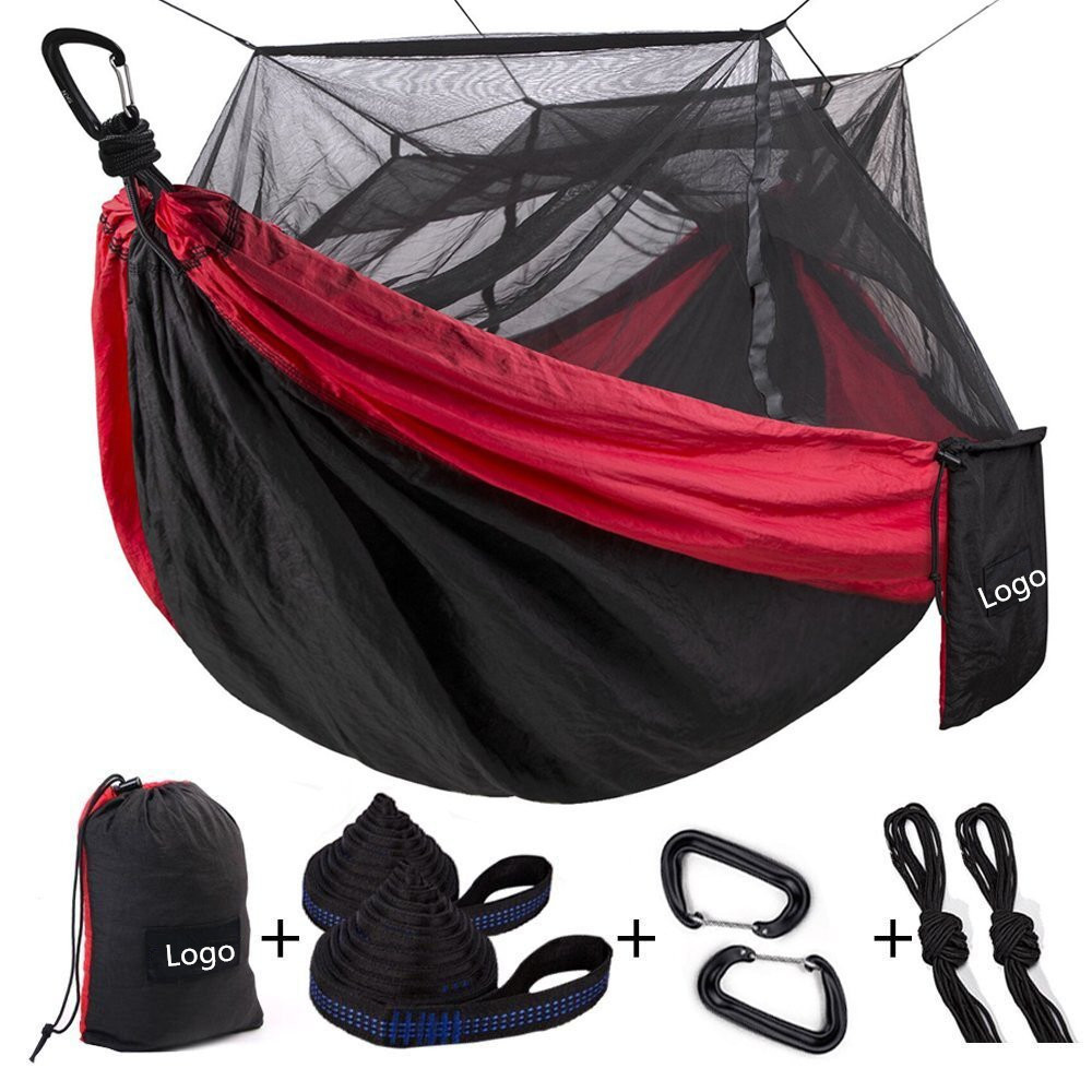 WOQI Mosquito Net Outdoor Hammock Travel Bed Lightweight Parachute Fabric Double Camping Hammock