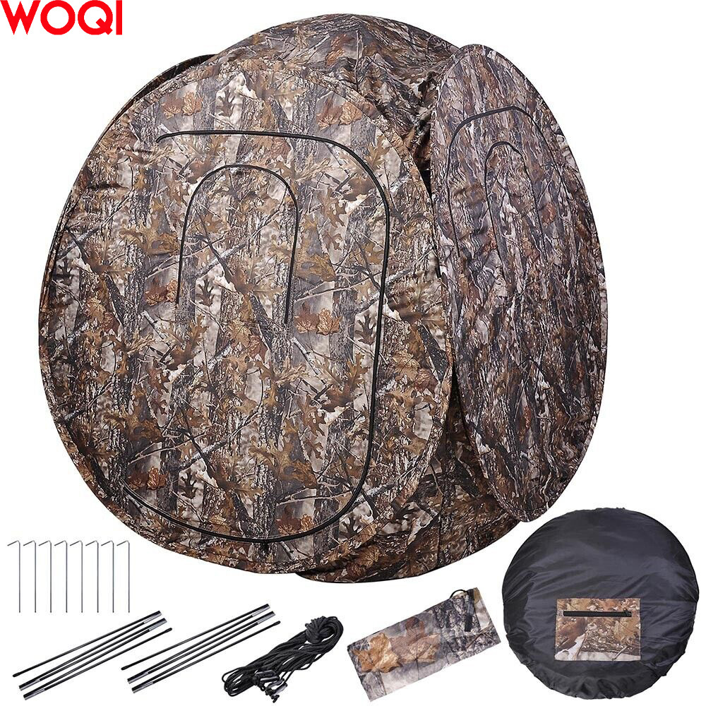 WOQI Oval Camo 3 Zipper Full View Window Hunting Blind Tent