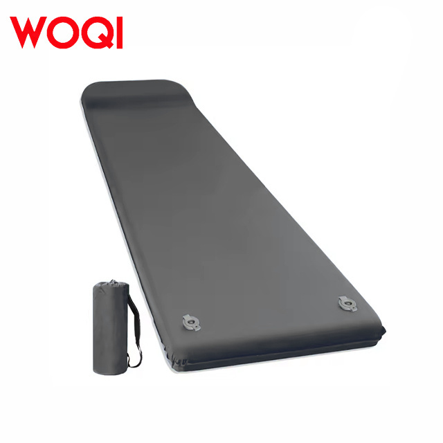 WOQI new camping portable memory foam single and double self inflating mattress with pillow built-in pump