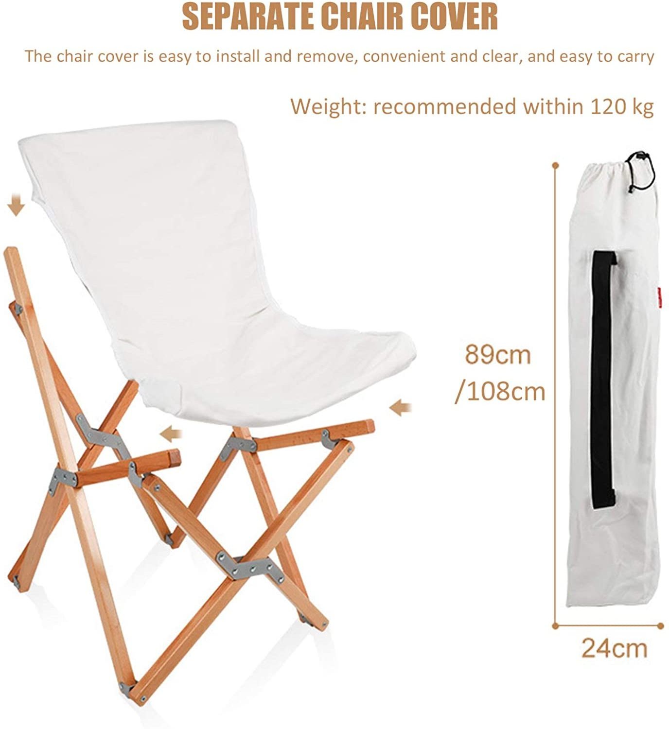 WOQI Foldable Butterfly Chair Comfy Wooden Chairs for Indoor Bedroom Lounge Recliner for Outdoor