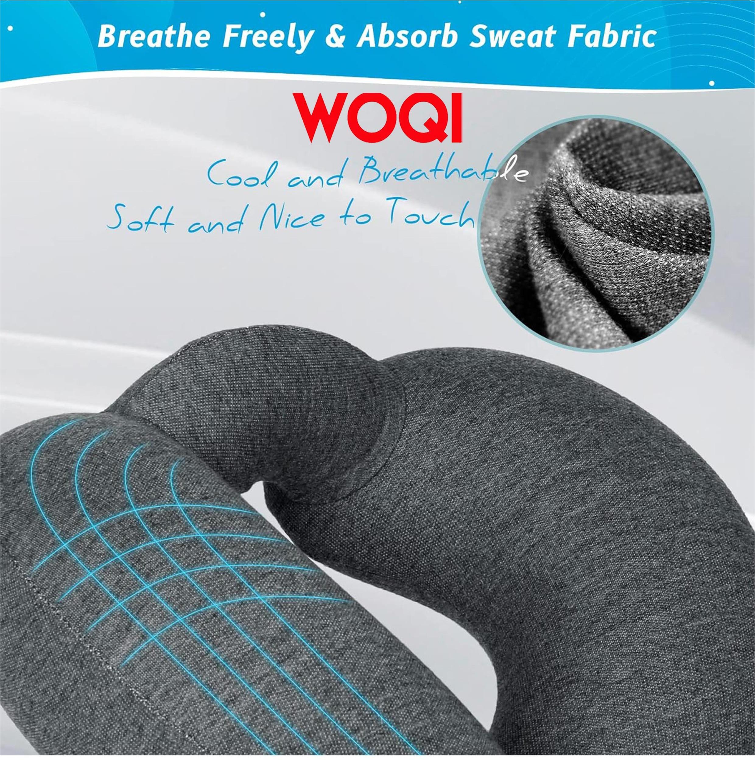 WOQI inflatable neck pillow for travel aircraft, essential for car travel, head and chin support