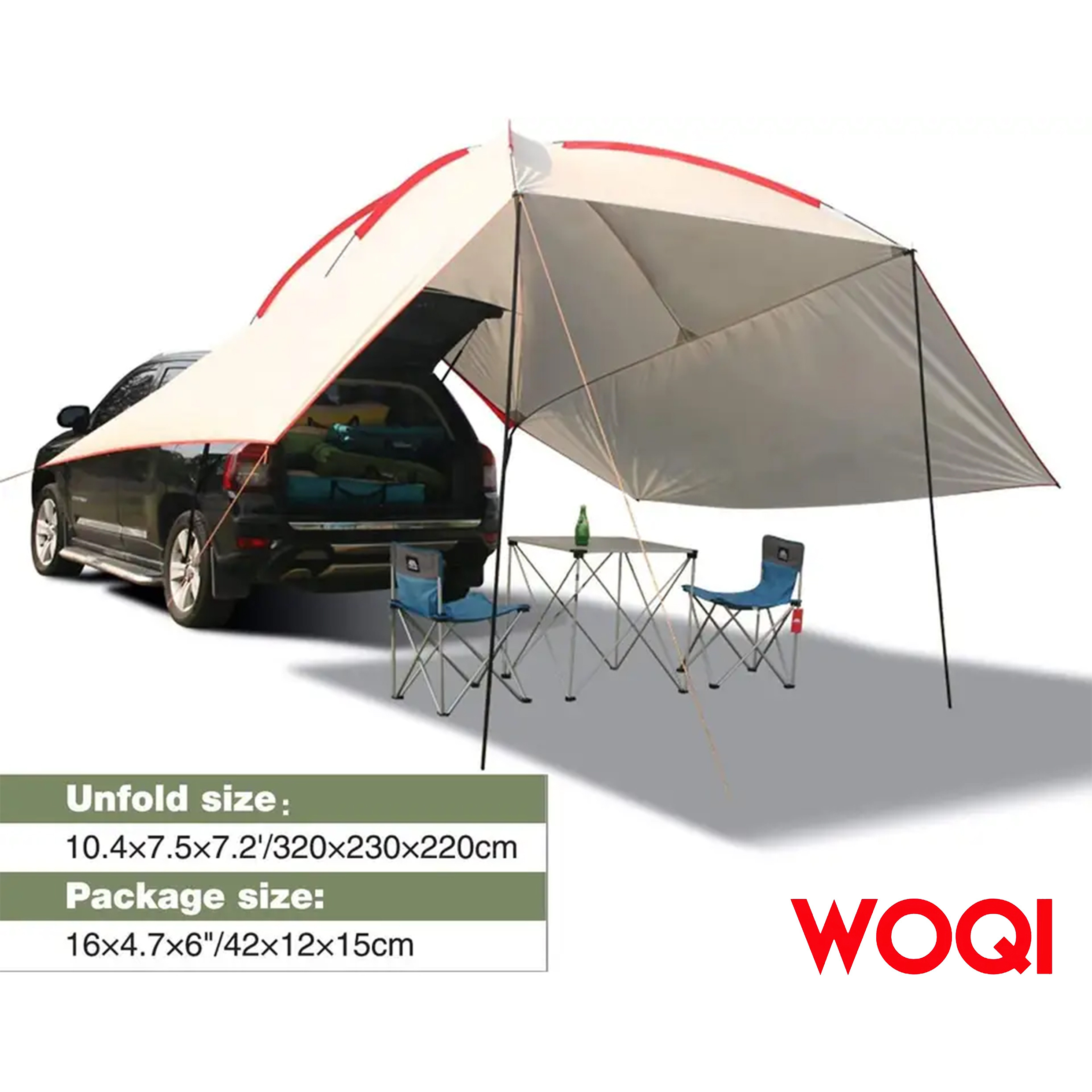 WOQI Waterproof Car Awning Sun Shelter Portable Auto Canopy Camper Trailer Sun Shade for Camping