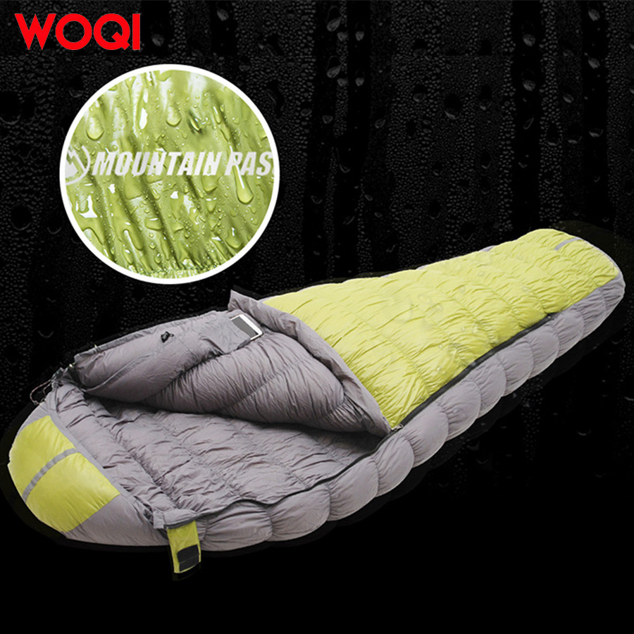 WOQI Winter Outdoor Waterproof Camping Down Sleeping Bag, 800T Filled Goose Down Sleeping Bag