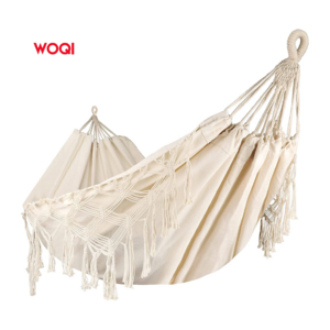 WOQI Customizable Heavy Duty Quick Dry Knit Canvas Hammock Swing with Tree Straps for Traveling