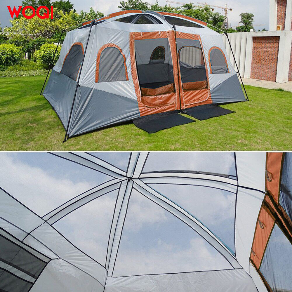 WOQI Large 8-12 Person Two Bedroom One Living Room Outdoor Waterproof Family Camping Tent Party Tent