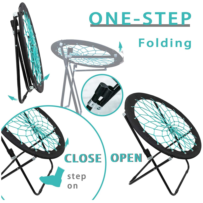 Woqi Outdoor or Indoor Bungee Dish 600D Oxford Rim Folding Camping Relax Chair