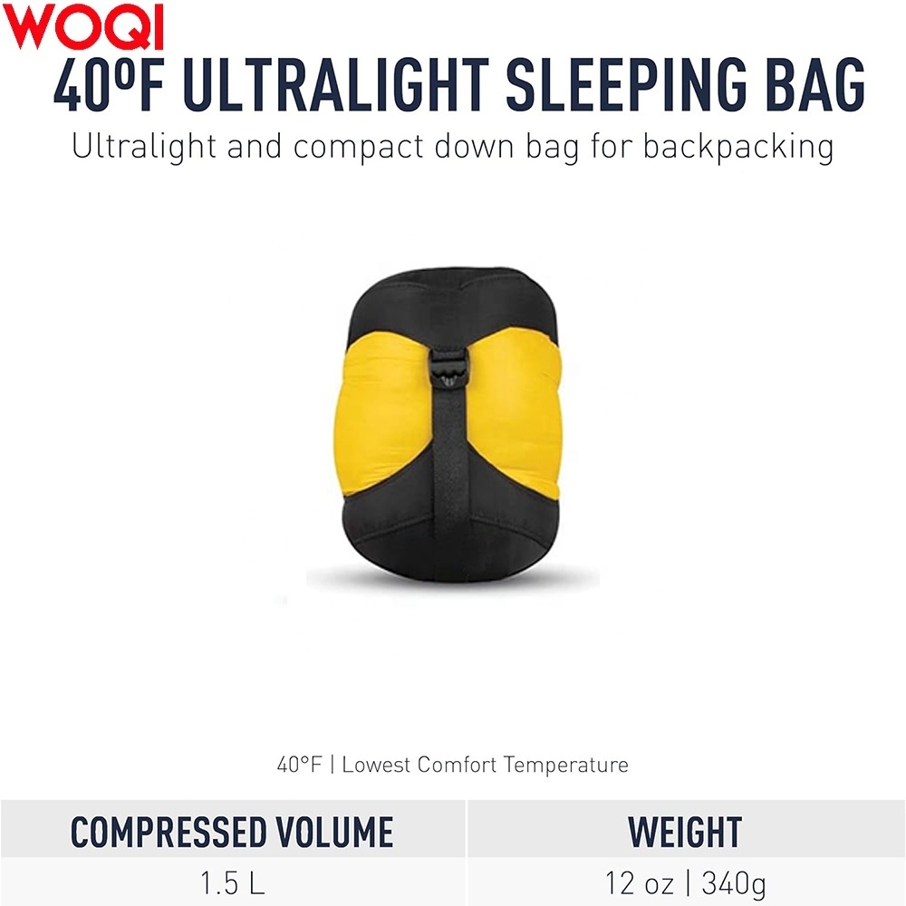 WOQI Lightweight Three Season Filling 1000g Adult Mom Down Sleeping Bag Ultra Light Backpack Hiking Camping Sleeping Bag