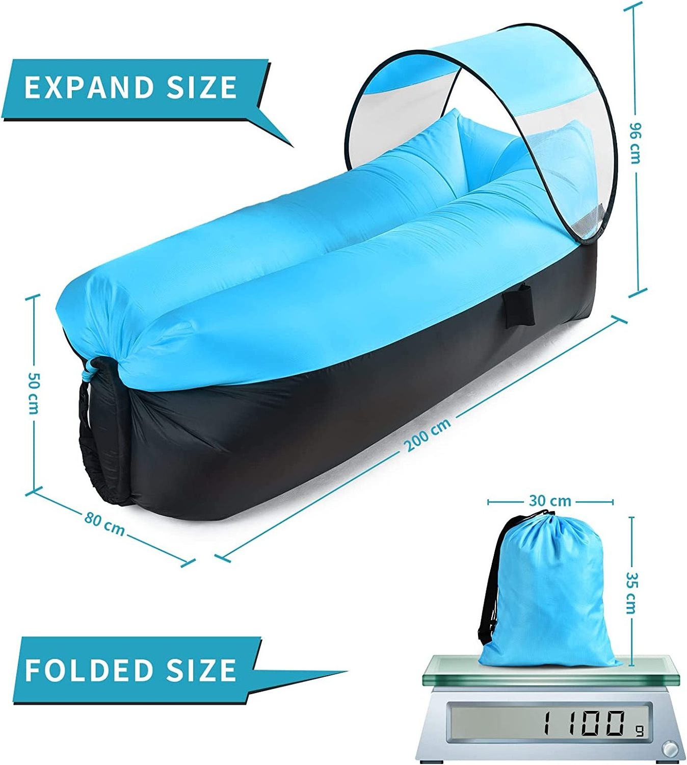 Woqi Multi-color Optional Leisure Outdoor Camping Furniture Inflatable Sofa Lawn Camping Furniture Air Bed