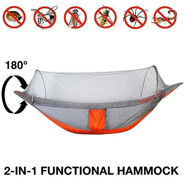 Woqi Automatic Quick Open mosquito net hammock auto nylon hammock double for Camping