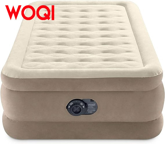 WOQI Single Inflatable Mattress with  Built-in Pump - Flocked, Easy to Inflatable, Waterproof Portable Inflatable Bed