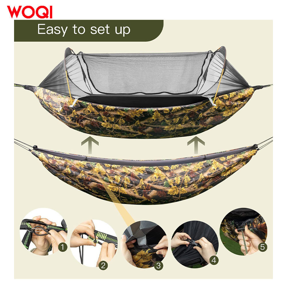 WOQI is safe convenient sturdy and reliable suitable for outdoor picnics travel camping nylon warm camouflage hammocks