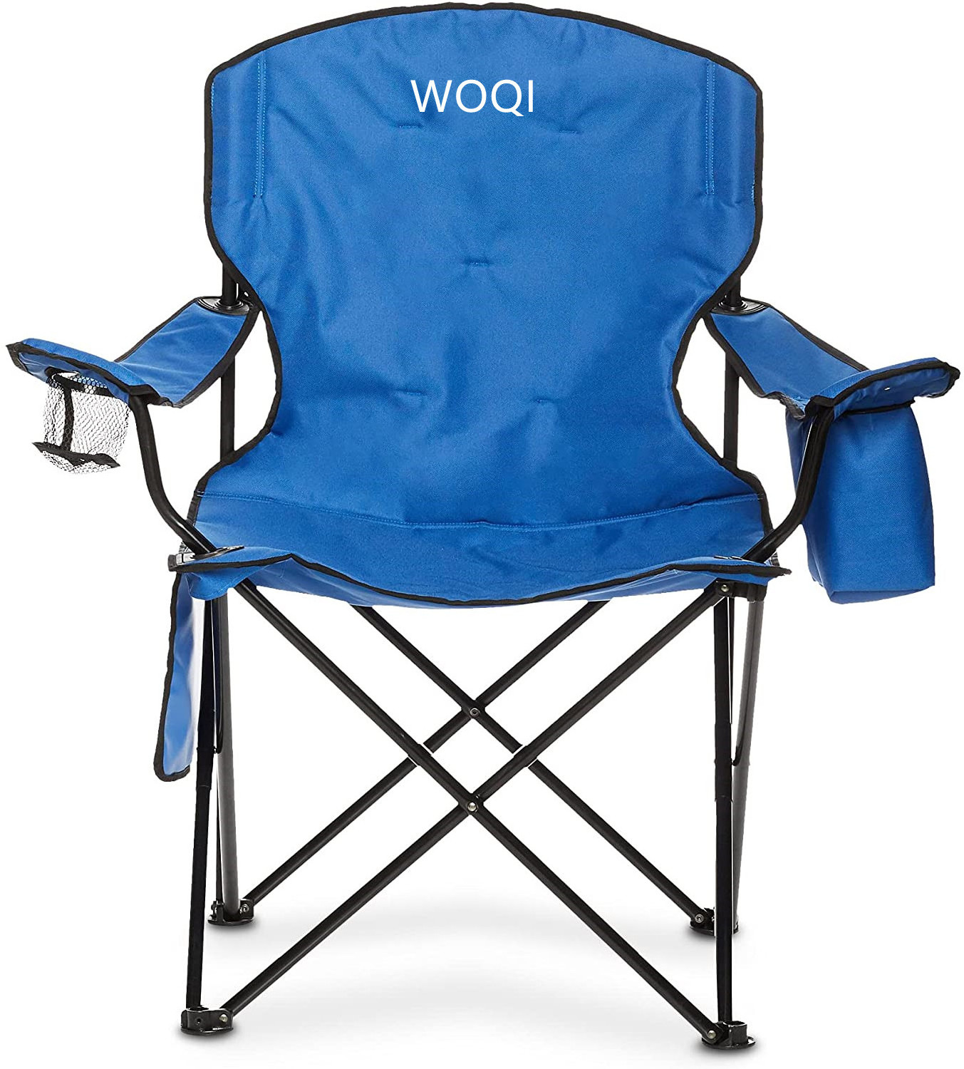 Woqi Camping Outdoors Heavy Duty Big Tall Quad Seat Oversized  Folding  Chair with  Cooler bag Capacity  Cup Holder