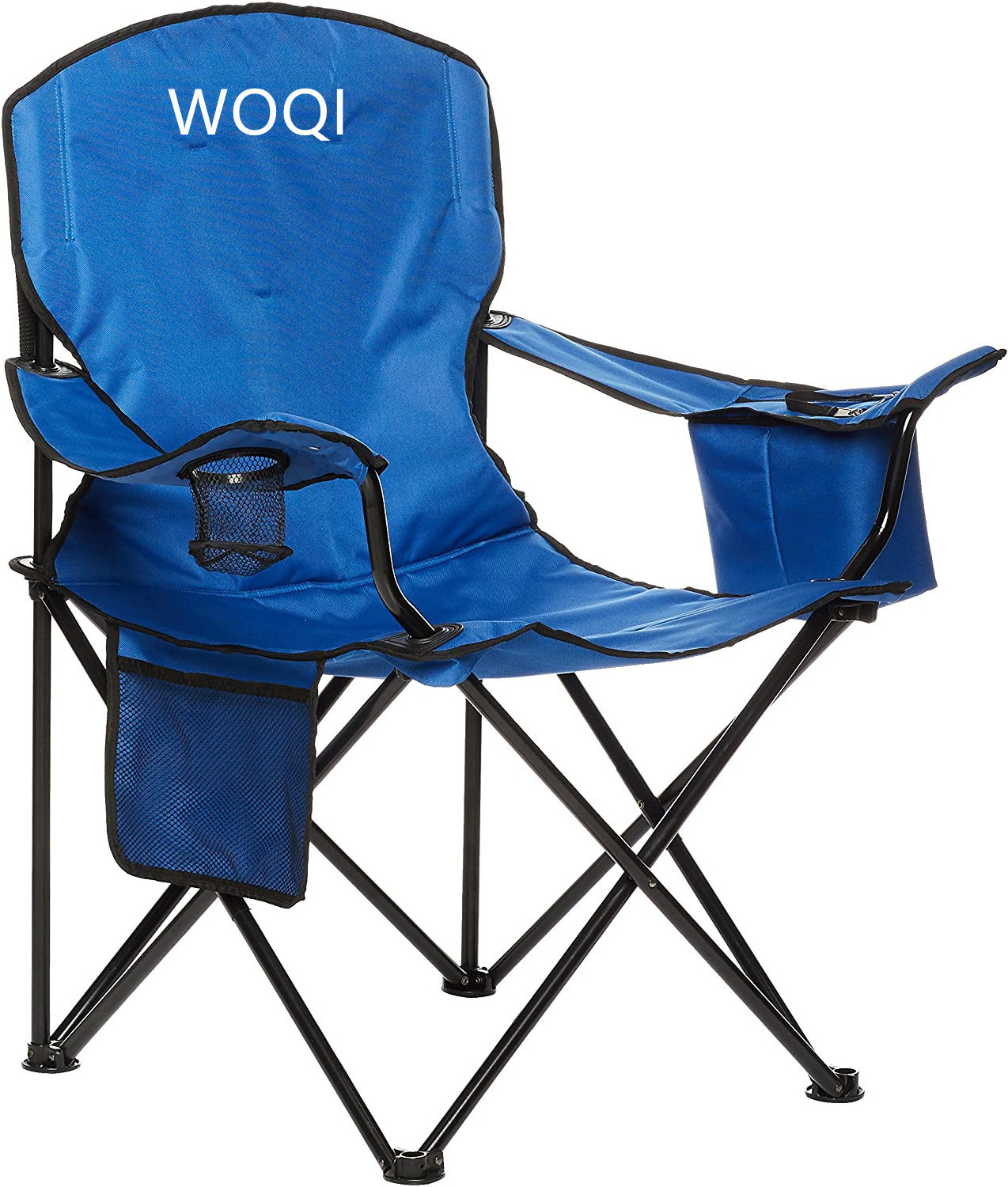 Woqi Camping Outdoors Heavy Duty Big Tall Quad Seat Oversized  Folding  Chair with  Cooler bag Capacity  Cup Holder