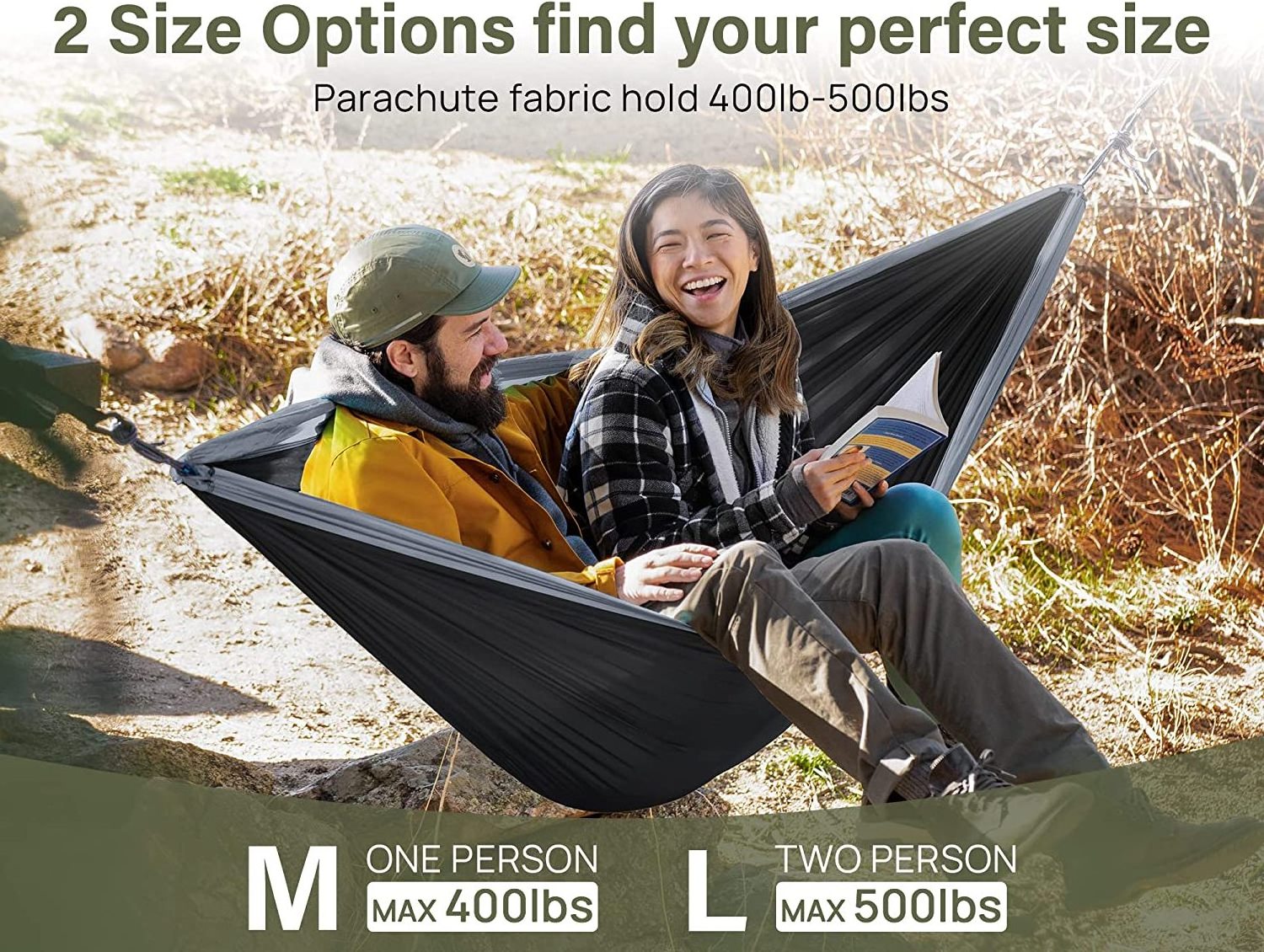 Woqi Hammock Double Hammocks for 2 Person Portable Hammock for Indoor Outdoor Use Load Capacity up to 450 Lbs with Carrying Bag