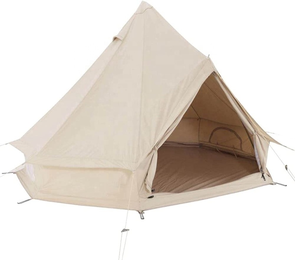 Woqi Breathable Pyramid Canvas Bell Tent Indian Teepee Tent for Family Glamping