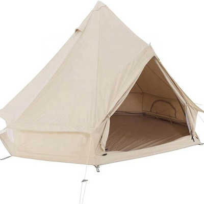 Woqi Breathable Pyramid Canvas Bell Tent Indian Teepee Tent for Family Glamping