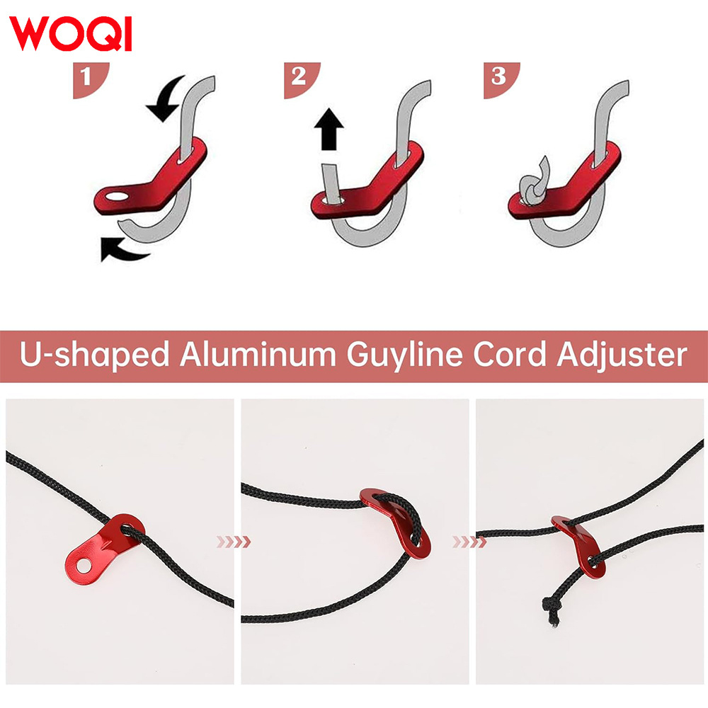 WOQI Red Rope Adjuster Tensioner Tent Rope Tensioner Cable Adjuster Camping Fastener