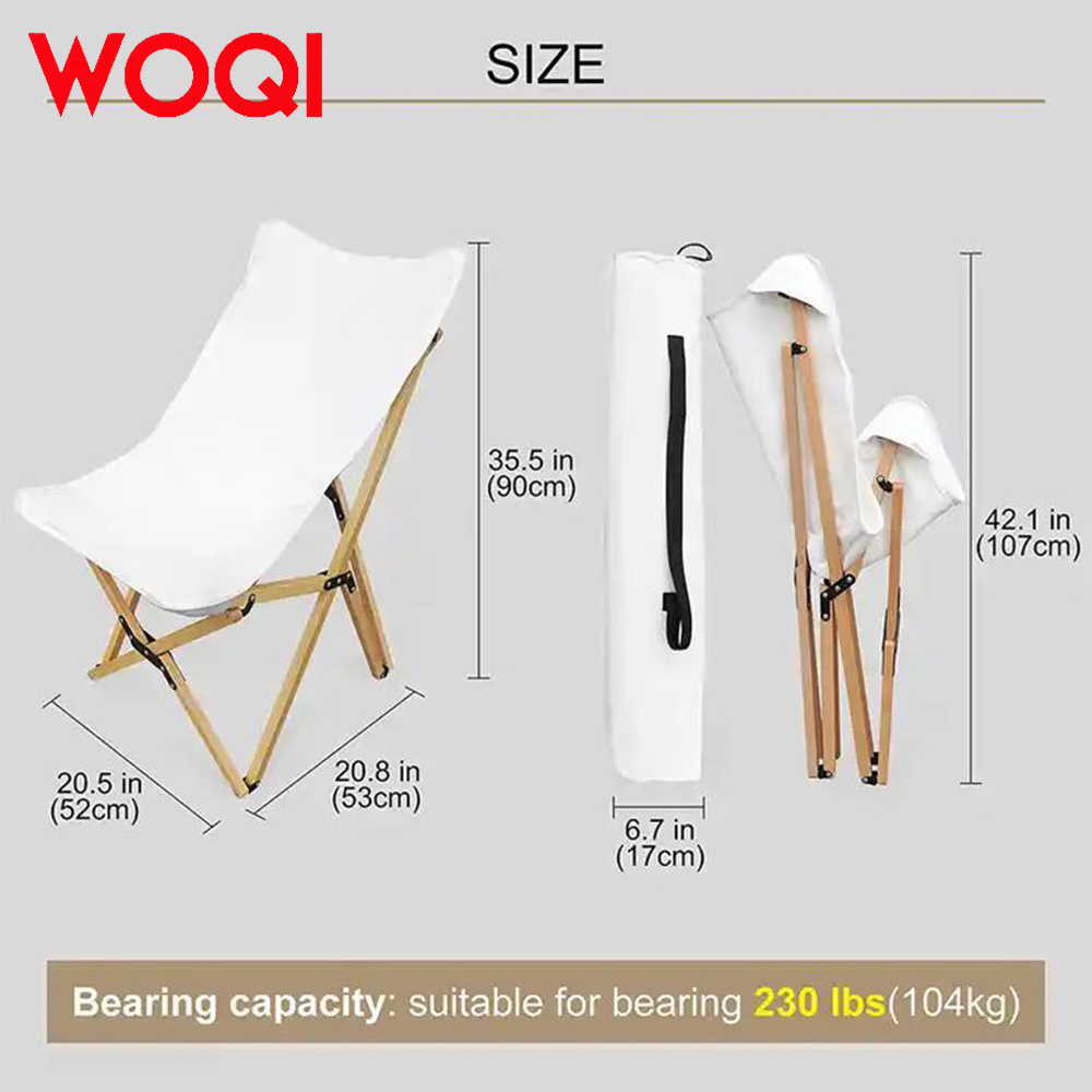 WOQI Outdoor Furniture Camping Wood Grain Aluminum Folding Moon Chair