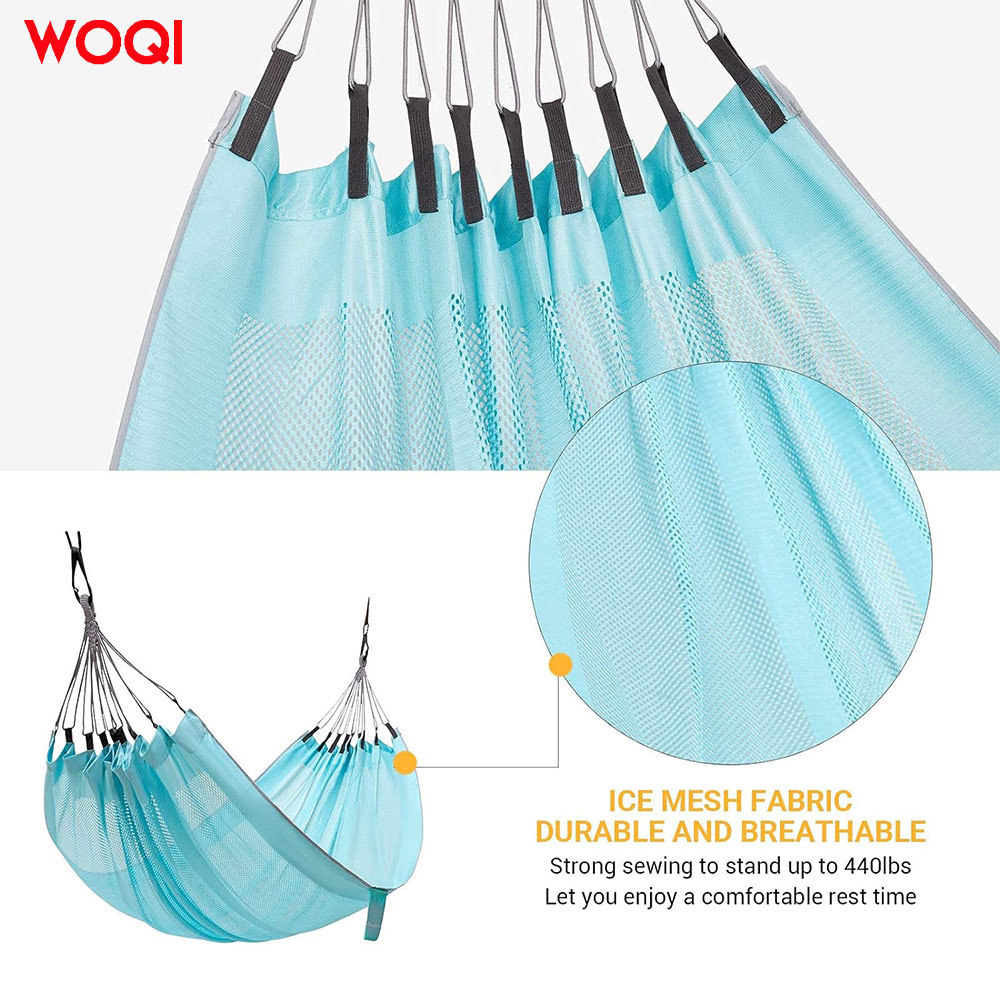 WOQI Luxury Breathable Portable Indoor and Outdoor Terrace Hammock Swing Chair Mesh ice silk Hammock