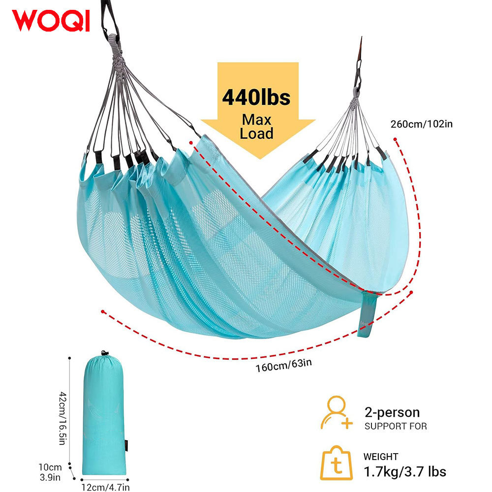 WOQI Luxury Breathable Portable Indoor and Outdoor Terrace Hammock Swing Chair Mesh ice silk Hammock