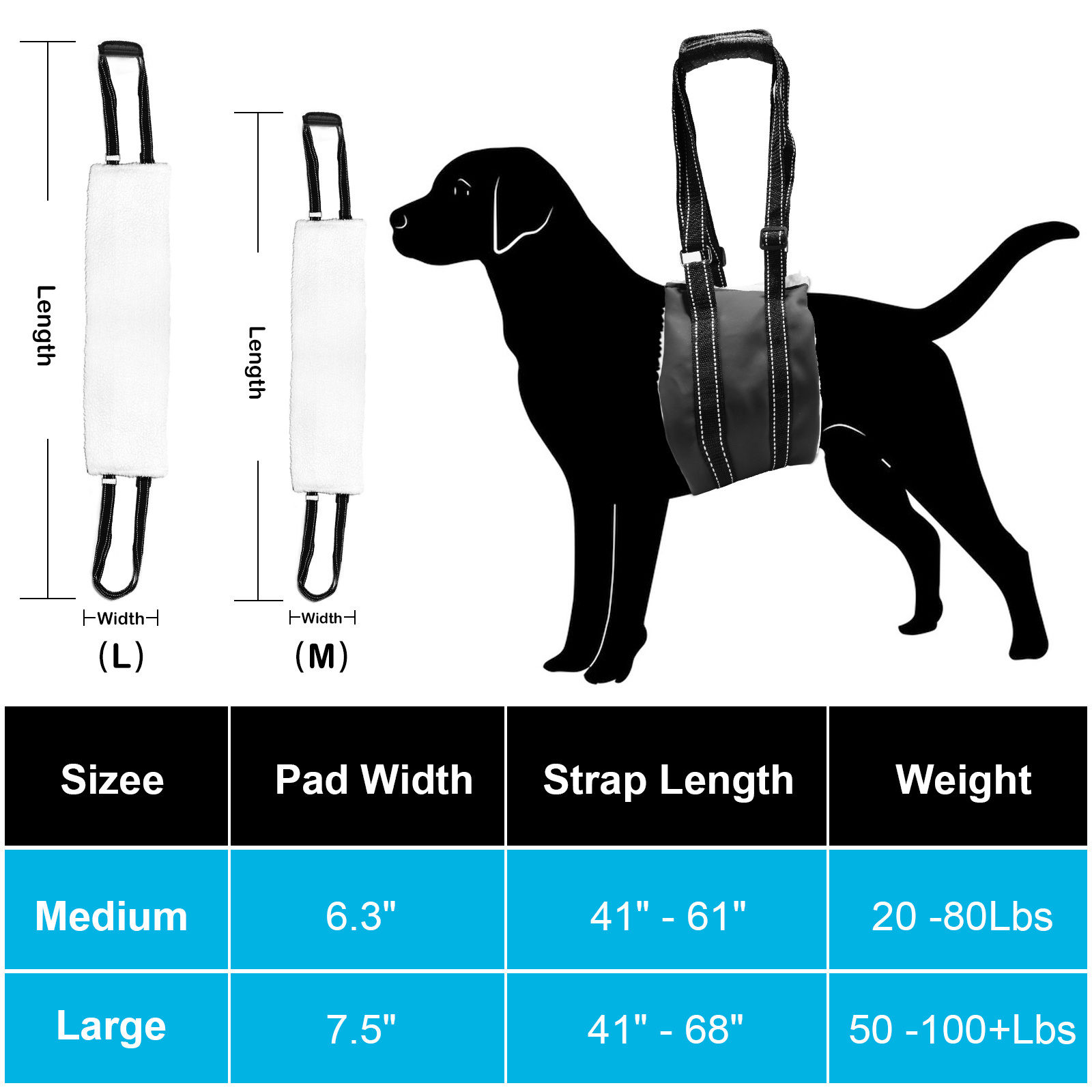 Oimmal Private Label Wholesale Dog Rehabilitation Sling Harness Full Body Support Dog Lift Harness for Weak Rear Back Legs