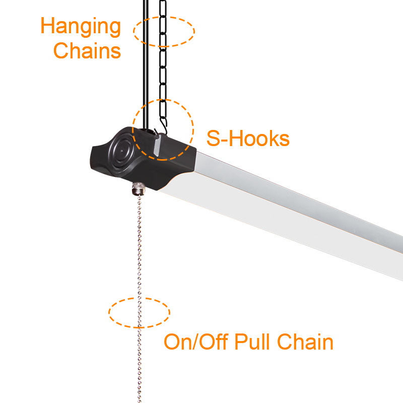 Worbest Lighting LED Shop Light for Workshop Garage 46inch Plug in Linkable Industrial Utility Fixture 6000 LM Hanging/Mounted P