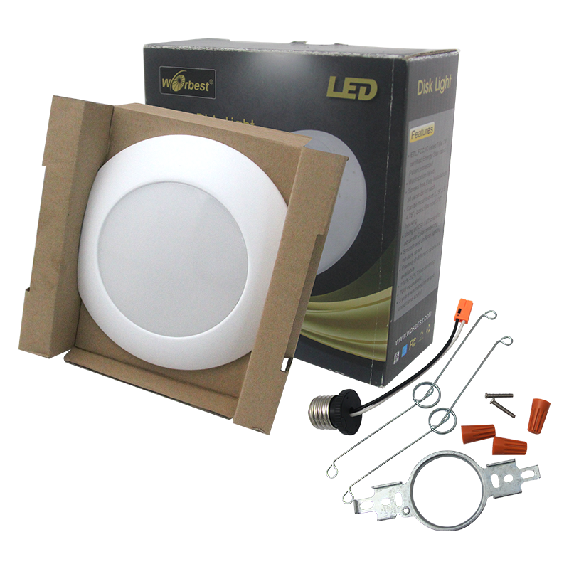 Worbest 4/6 Inch LED Disk Light Flush Mount Dimmable surface mounted Ceiling Light CRI80 1050lm 11W 13W J-Box&Recessed