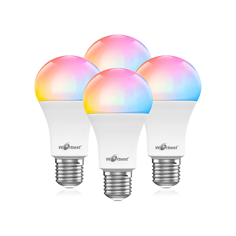 Worbest Smart Bluetooth Control Rgb Bulbs Led Equivalent Soft White Daylight A19 E26 Dimmable Light Bulb PC AC Bluetooth Lamp