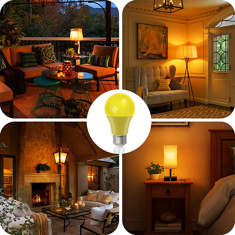 Worbest LED A19 romantic Yellow Light Bulb 120 Volt 9 Watt Energy Saving Medium Base LED Bulb Lasts More