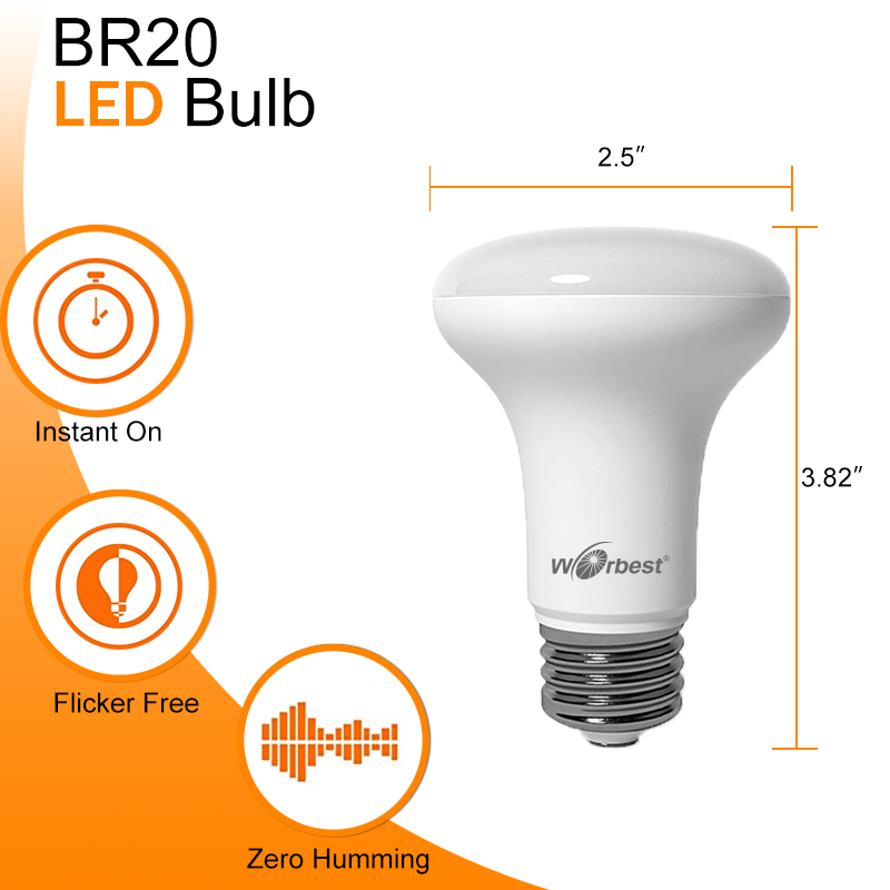 BR20 LED Bulb Dimmable 460 Lumens R20 LED Flood Light Bulb E26 Medium Base Damp Rated Recessed Track Lighting BR30 BR40