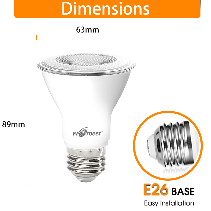 PAR20 PAR30 PAR38  LED Bulbs Indoor Flood Light R20 Dimmable 6000K Daylight Deluxe 50W Equivalent to 7W E26 Medium Base