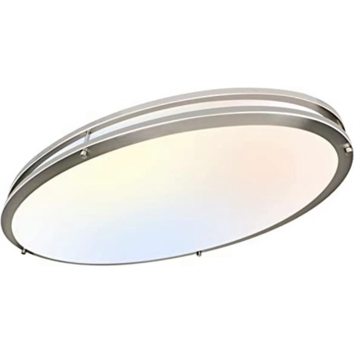 Worbest 32inch 42w dimmable twin-ring oval led ceiling light brushed nickel low flicker for living room led flush mount lamp