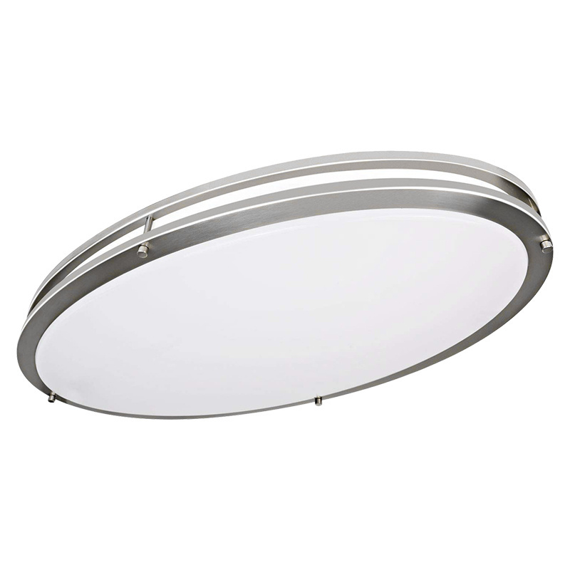 Worbest AC120V 32Inch 42W Double Ring Oval LED Ceiling Light Brushed Nickel 3CCT Adjustable CRI80 for Indoor LED Light Fixture