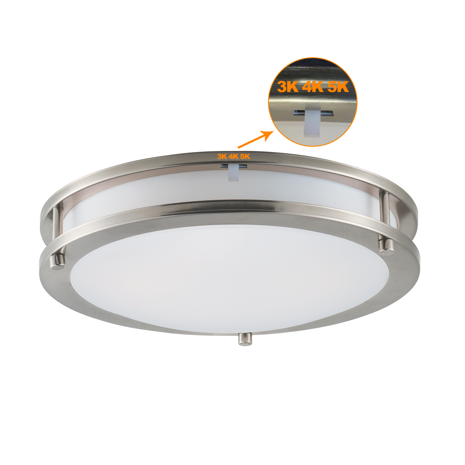 Worbest Fashion Modern 14Inch Twin Ring Slim LED Ceiling Light 3CCT 25W Dimmable for Bathroom Washroom LED Flush Mount Lighting