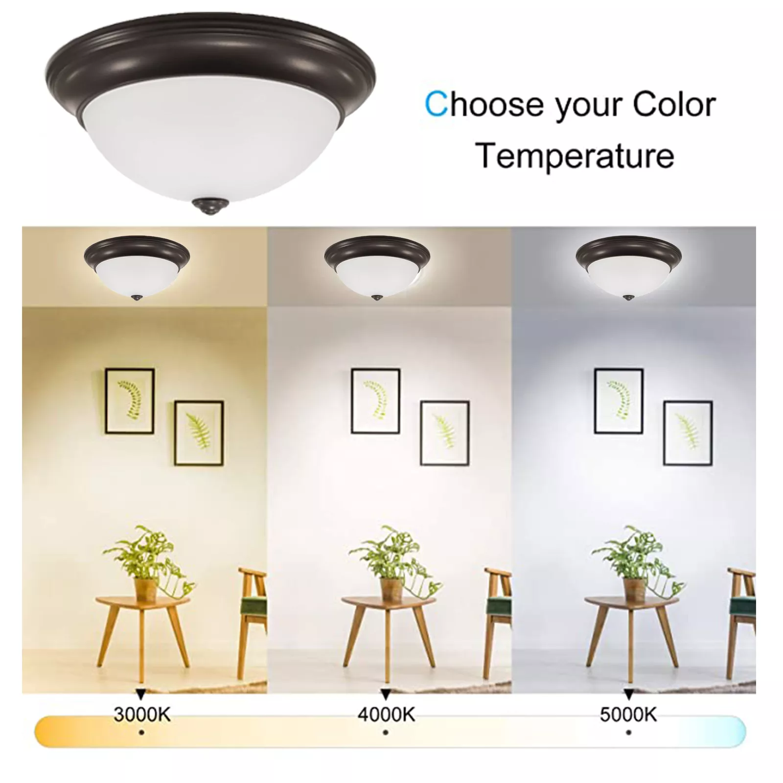 Worbest Modern Round Dome Flush Mount light 11Inch 14Inch Dimmable Mushroom Ceiling Lamp 3CCT ETL Certified for Damp Location