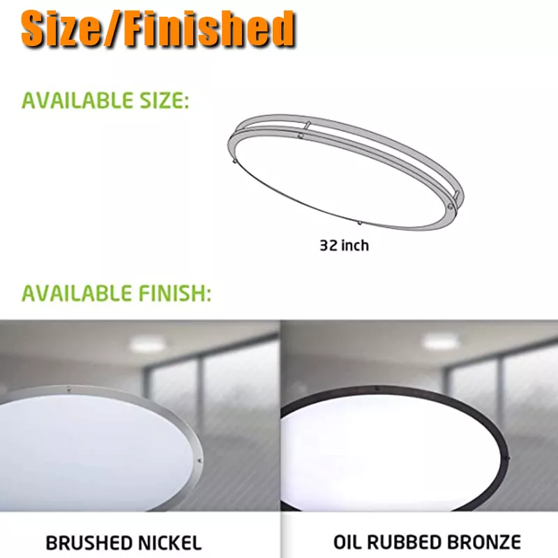 Worbest 32inch Modern Simple Double Ring Oval LED Ceiling Lights 2700K-6000K 3CCT Triac Dimmable ETL/cETL Certifivation