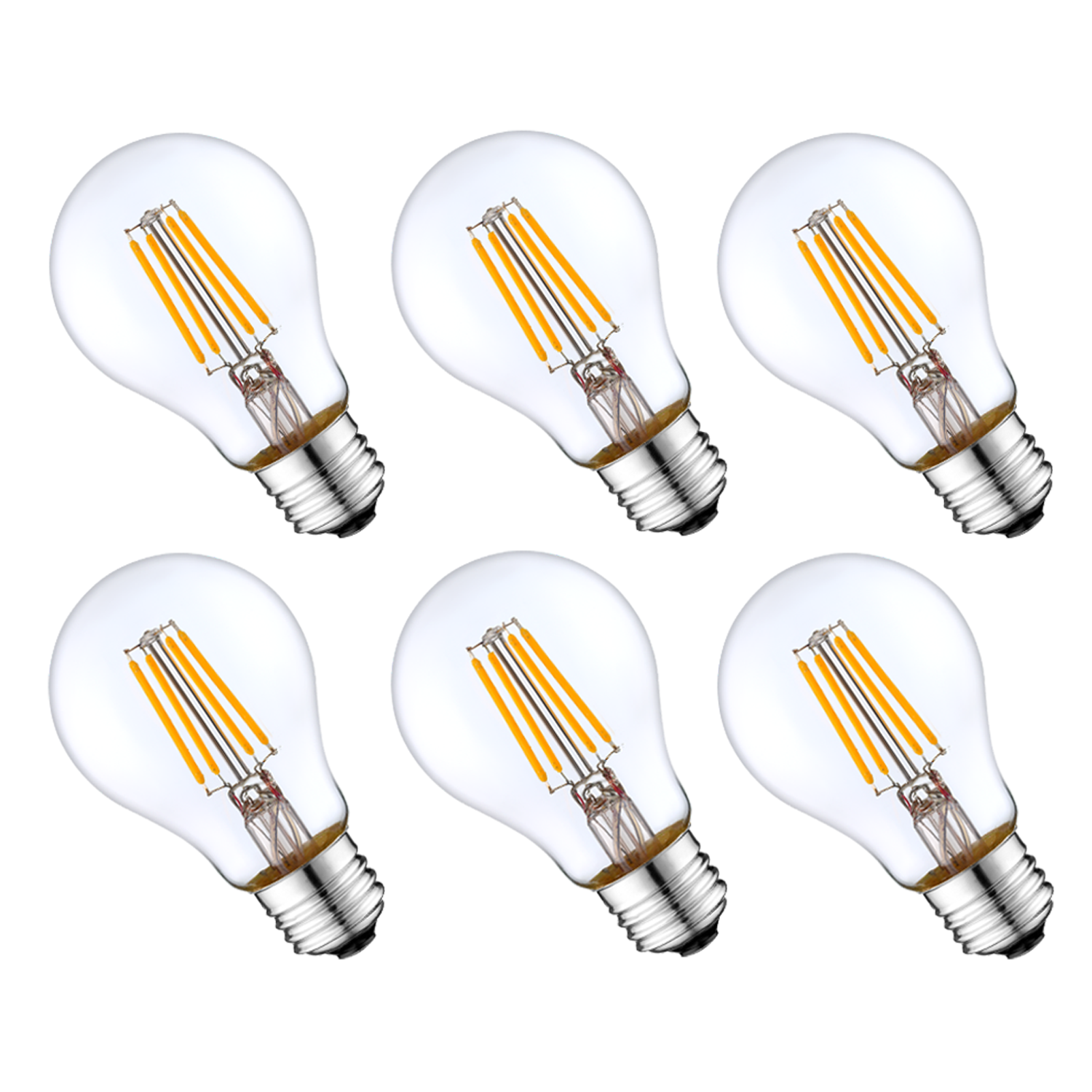 Worbest Glass Cover Clear A19 A60 LED Filament Bulbs 2.5/4.5/7 Watt Equivalent 25/45/60 Watt 2700K-6000K Select Indoor Lighting