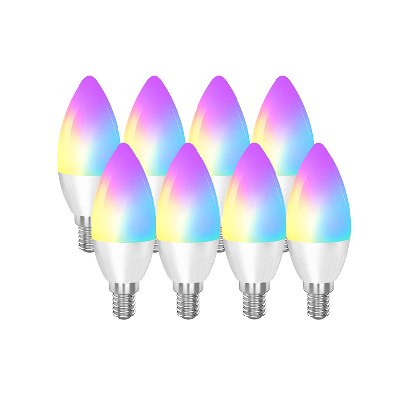 Smart bulb 4.5W 120V 80CRI 350lm 6500k APP and Voice Control Smart Candelabra LED Bulb Dimming RGBCW Multicolor