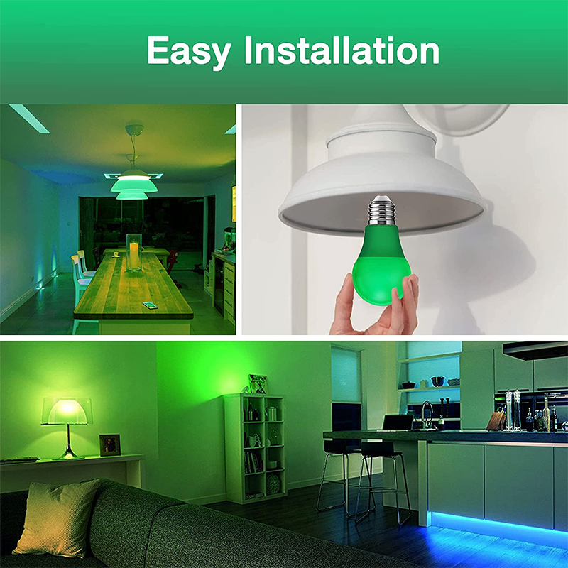 Worbest Hot Sale A19 Green LED Bulb 15W Euqivalent 100W 1500lm E26 Dimmable Romantic Bulb for Decoration Indoor Lighting