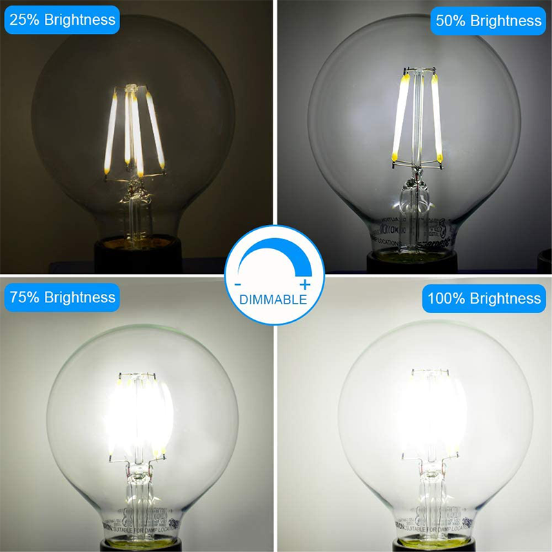 Worbest Clear Glass Cover E26 E27 Base G25 LED Filament Bulb 2700K-5000K CCT Triac Dimmable LED Light Bulb