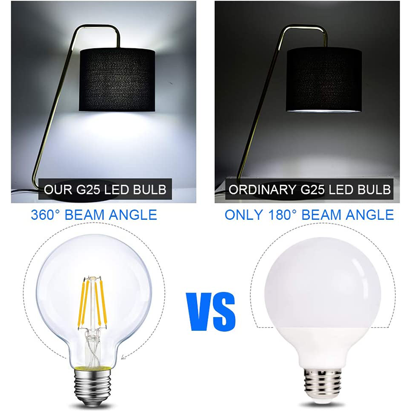 Worbest Clear Glass Cover E26 E27 Base G25 LED Filament Bulb 2700K-5000K CCT Triac Dimmable LED Light Bulb