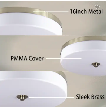 Factory round shape 25W 16inch 5000k singleCCT central fixed metallic finish LED ceiling light LED flush mount light